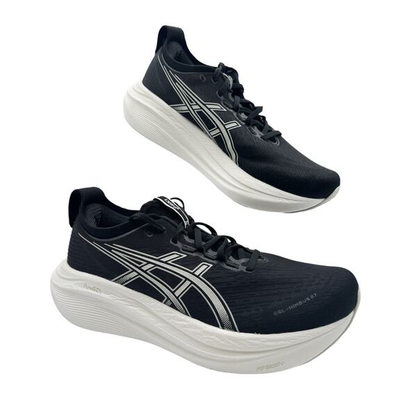 ASICS Gel-Nimbus 27 Black Lake Grey Road Running Sneakers Men’s Size 10 - Picture 1 of 9
